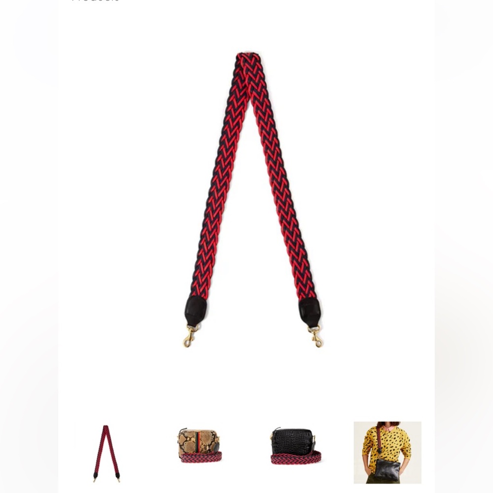 Clare V Red and Navy Braided Crossbody Strap